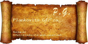 Plankovits Géza névjegykártya